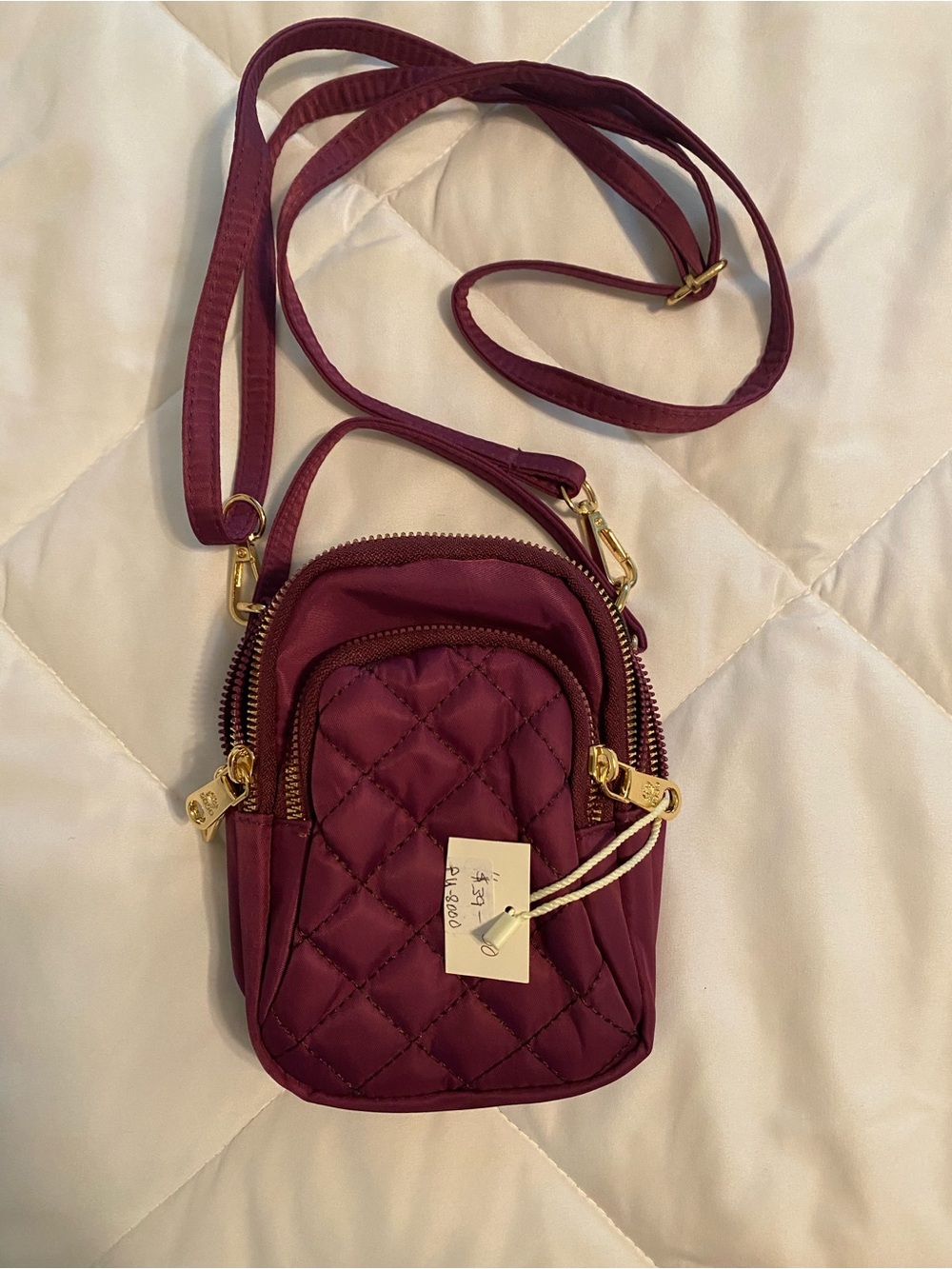 Quilted Crossbody Phone Bag in Purple